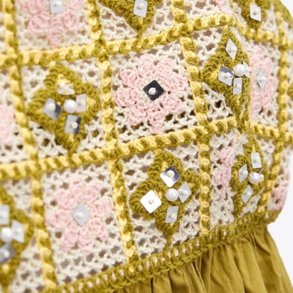 Zara MIXED BEADED CROCHET DRESS - Picture 4 of 6